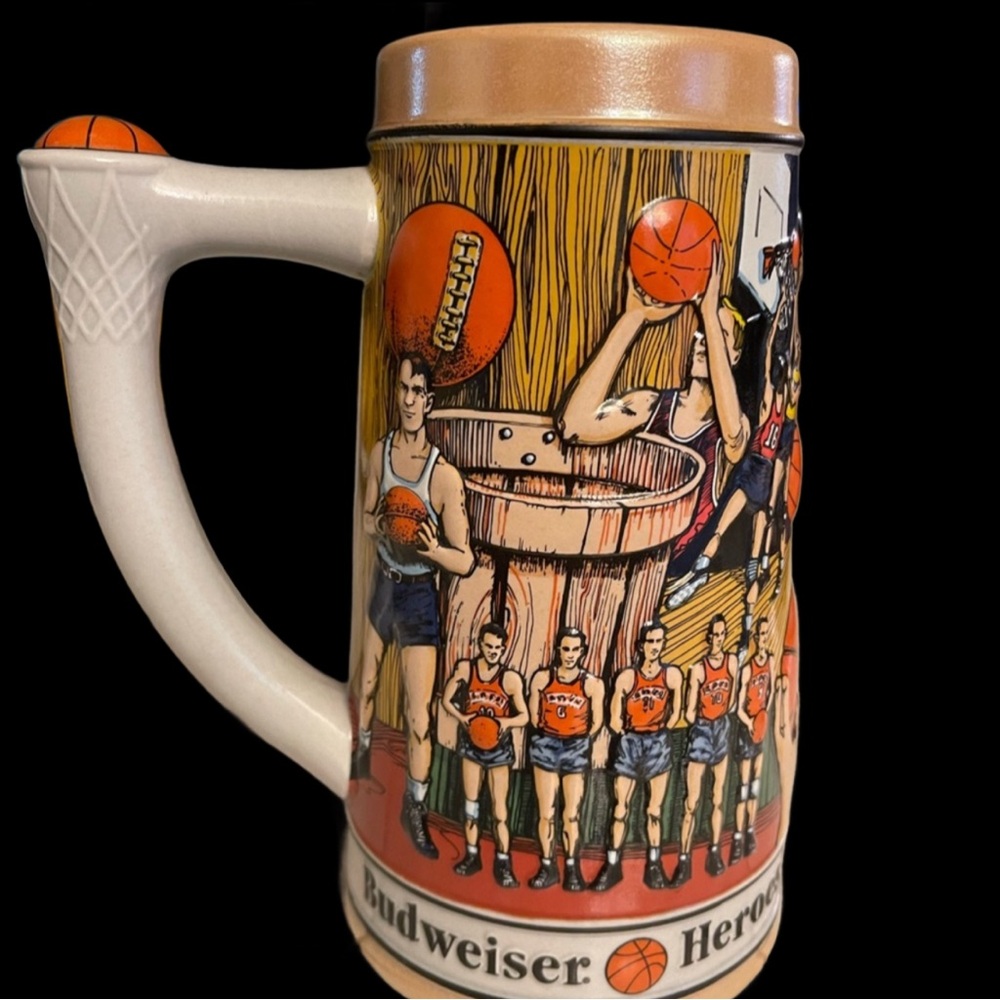 1991 Anhauser Busch Budweiser HEROES OF THE HARDWOOD Collectable Stein FATHER’S